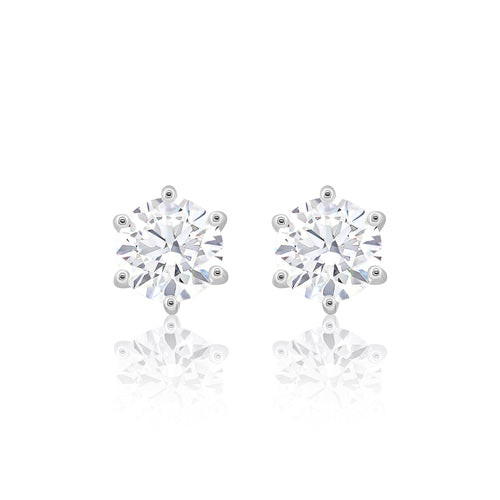 One Carat Each Diamond Stud Earrings