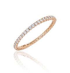 Round Brilliant Diamonds One Line Bangle Yellow Gold