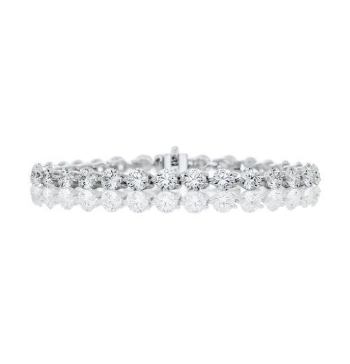 0.30 's Round Brilliant GIA Certified Diamonds Three Prongs Tennis Bracelet